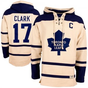 Malpe Leafs #17 Wendel Clark Cream All Stitched Hooded Sweatshirt