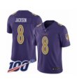 Men Nike Baltimore Ravens #8 Lamar Jackson Limited Purple Rush Vapor Untouchable 100th Season NFL Jersey