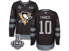 Mens Adidas Pittsburgh Penguins #10 Ron Francis Authentic Black 1917-2017 100th Anniversary 2017 Stanley Cup Final NHL Jersey