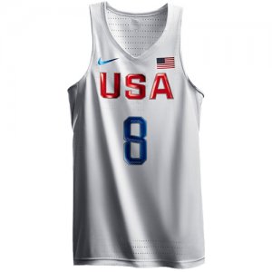 Men\'s Nike Team USA #8 Harrison Barnes Authentic White 2016 Olympic Basketball Jersey