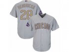 Women Chicago Cubs #28 Kyle Hendricks Authentic Gray 2017 Gold Champion MLB Jersey