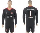 2017-18 Bayern Munich 1 NEUER Black Goalkeeper Long Sleeve Soccer Jersey