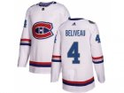 Men Adidas Montreal Canadiens #4 Jean Beliveau White Authentic 2017 100 Classic Stitched NHL Jersey
