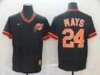 Giants # 24 Willie Mays Black Throwback Jersey