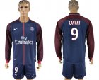 2017-18 Paris Saint-Germain 9 CAVANI Home Long Sleeve Soccer Jersey