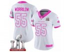 Womens Nike Atlanta Falcons #55 Paul Worrilow Limited White Pink Rush Fashion Super Bowl LI 51 NFL Jersey