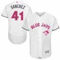 Mens Majestic Toronto Blue Jays #41 Aaron Sanchez Authentic White 2016 Mothers Day Fashion Flex Base MLB Jersey