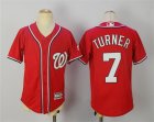 Nationals #7 Trea Turner Red Youth Cool Base Jersey