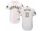 Men Houston Astros #11 Evan Gattis White FlexBase Authentic 2018 Gold Program Stitched Baseball Jersey