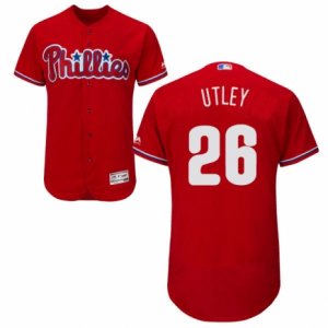 Men\'s Majestic Philadelphia Phillies #26 Chase Utley Red Flexbase Authentic Collection MLB Jersey