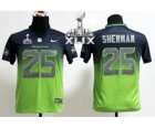 2015 Super Bowl XLIX nike youth nfl jerseys seattle seahawks #25 sherman blue-green[Elite drift fashion][second version]