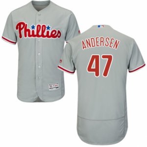 Men\'s Majestic Philadelphia Phillies #47 Larry Andersen Grey Flexbase Authentic Collection MLB Jersey