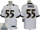 2013 Super Bowl XLVII NEW Baltimore Ravens 55 Terrell Suggs White Jerseys (Elite)