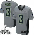 Nike Seattle Seahawks #3 Russell Wilson Grey Shadow Super Bowl XLVIII Youth NFL Elite Jersey