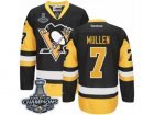 Mens Reebok Pittsburgh Penguins #7 Joe Mullen Authentic Black Gold Third 2017 Stanley Cup Champions NHL Jersey