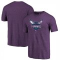 Charlotte Hornets Fanatics Branded Purple Distressed Logo Tri-Blend T-Shirt