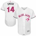 Mens Majestic Toronto Blue Jays #14 Justin Smoak Authentic White 2016 Mothers Day Fashion Flex Base MLB Jersey