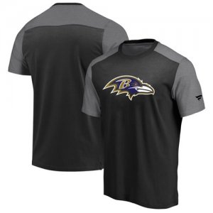 Baltimore Ravens NFL Pro Line by Fanatics Branded Iconic Color Block T-Shirt BlackHeathered Gray