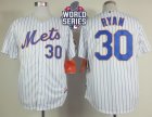 New York Mets #30 Nolan Ryan White(Blue Strip) Home Cool Base W 2015 World Series Patch Stitched MLB Jersey