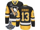 Mens Reebok Pittsburgh Penguins #13 Nick Bonino Authentic Black Gold Third 2017 Stanley Cup Champions NHL Jersey
