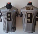 Nike Saints #9 Drew Brees Grey Shadow With Hall of Fame 50th Patch NFL Elite Jersey