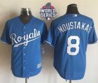 Kansas City Royals #8 Mike Moustakas Light Blue Alternate 1 New Cool Base W 2015 World Series Patch Stitched MLB Jersey