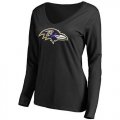 Womens Baltimore Ravens Pro Line Primary Team Logo Slim Fit Long Sleeve T-Shirt Black