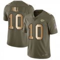 Nike Chiefs #10 Tyreek Hill Olive Gold Salute To Service Limited Jersey