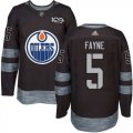 Mens Edmonton Oilers #5 Mark Fayne Black 1917-2017 100th Anniversary Stitched NHL Jersey