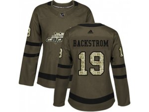 Women Adidas Washington Capitals #19 Nicklas Backstrom Green Salute to Service Stitched NHL Jerse