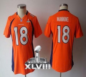 2014 super bowl xlvii nike women nfl jerseys denver broncos #18 manning orange[nike limited]