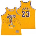 Lakers #23 Lebron James Yellow Hardwood Classics Skull Edition Jersey