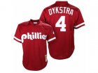Mitchell and Ness 1991 Philadelphia Phillies #4 Lenny Dykstra Replica Red Throwback MLB Jersey
