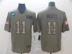 Nike Eagles #11 Carson Wentz 2019 Olive Camo Salute To Service Limited Jersey