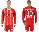 2017-18 Bayern Munich 30 DORSCH Home Long Sleeve Soccer Jersey