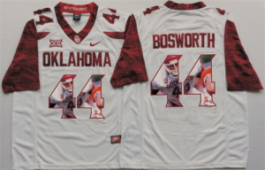 Oklahoma Sooners 44 Brian Bosworth White Portrait Number College Jersey
