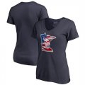 Minnesota Vikings Navy Womens NFL Pro Line by Fanatics Branded Banner State T-Shirt