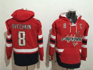 Capitals #8 Alex Ovechkin Red All Stitched Hooded Sweatshirt