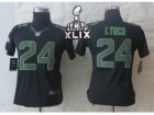 2015 Super Bowl XLIX Nike Women Seattle Seahawks #24 Lynch Black Jerseys(Impact Limited)