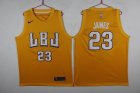 Lakers #23 Lebron James LBJ Gold Nike Swingman Jersey