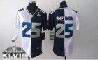 Nike Seattle Seahawks #25 Richard Sherman Steel Blue-White Super Bowl XLVIII Women Stitched NFL Elite Split Jersey