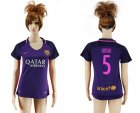 Womens Barcelona #5 Sergio Away Soccer Club Jersey