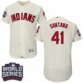 Mens Majestic Cleveland Indians #41 Carlos Santana Cream 2016 World Series Bound Flexbase Authentic Collection MLB Jersey