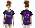 Womens Barcelona #22 Dani Alves Away Soccer Club Jersey