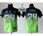 2015 Super Bowl XLIX nike youth nfl jerseys seattle seahawks #24 marshawn lynch blue-green[Elite drift fashion][second version]