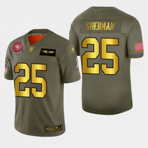 Nike 49ers #25 Richard Sherman 2019 Olive Gold Salute To Service 100th Season Limited Jersey