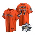 Astros #77 Luis Garcia Orange Nike 2022 World Series Cool Base Jersey