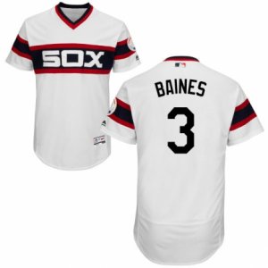 Men\'s Majestic Chicago White Sox #3 Harold Baines White Flexbase Authentic Collection MLB Jersey