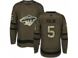 Adidas Minnesota Wild #5 Christian Folin Green Salute to Service Stitched NHL Jersey