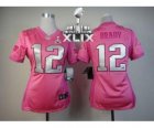 2015 Super Bowl XLIX nike women nfl jerseys new england patriots #12 brady pink[nike loves]